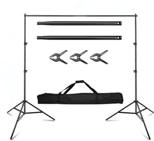 qoolfoto backdrop stand 7×10 ft/2x3m, adjustable photography background stand for party decoration，photo video studio with clamp, carry bag