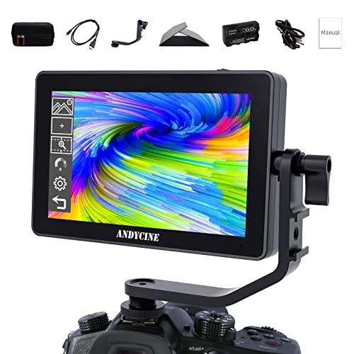 ANDYCINE A6 Plus 5.5 Inch Touch Screen Camera Field Monitor 1920x1080 resolution accept the 4K HDMI Signal Support 3D Lut，Waveform，Camera Focus Monitor With Battery,Carry Case,Sunshade