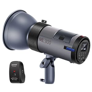 neewer ml300 300w outdoor studio flash strobe li-ion battery powered monolight with 2.4g wireless trigger, 1000 full power flashes, recycle in 0.4-2.5 sec, bowens mount