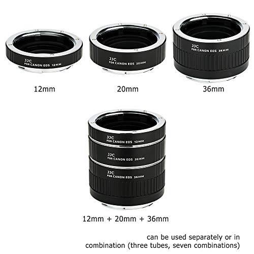 JJC EF & EF-S Mount Auto Focus Extension Tube Set for Canon EOS 90D 80D 70D 60D 77D Rebel T6 T7 T5 T8i T7i T6i T6s T5i T4i SL3 SL2 EOS 6D Mark II 7D Mark II 5D Mark IV III 5Ds R 1Dx Mark III and More