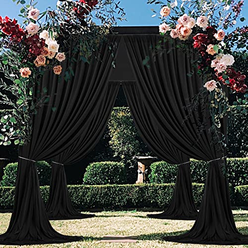 6 Panels Black Backdrop Curtain for Parties Wrinkle Free Black Photo Curtains Backdrop Drapes Fabric Decoration for Birthday Party Wedding 30ft(W) x 10ft(H)