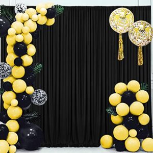 6 Panels Black Backdrop Curtain for Parties Wrinkle Free Black Photo Curtains Backdrop Drapes Fabric Decoration for Birthday Party Wedding 30ft(W) x 10ft(H)