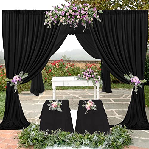 6 Panels Black Backdrop Curtain for Parties Wrinkle Free Black Photo Curtains Backdrop Drapes Fabric Decoration for Birthday Party Wedding 30ft(W) x 10ft(H)