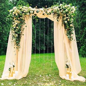 partisky wedding arch draping fabric, 2 panels 28″ x 19ft champagne backdrop curtain wedding arch decorations ceiling drapes for wedding ceremony party ceiling decor