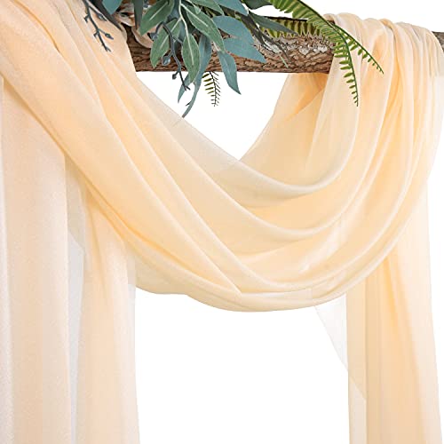 PARTISKY Wedding Arch Draping Fabric, 2 Panels 28" x 19Ft Champagne Backdrop Curtain Wedding Arch Decorations Ceiling Drapes for Wedding Ceremony Party Ceiling Decor