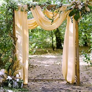 PARTISKY Wedding Arch Draping Fabric, 2 Panels 28" x 19Ft Champagne Backdrop Curtain Wedding Arch Decorations Ceiling Drapes for Wedding Ceremony Party Ceiling Decor