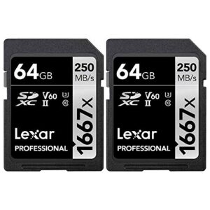 lexar professional 64gb 1667x uhs-ii sdxc memory card (2-pack)