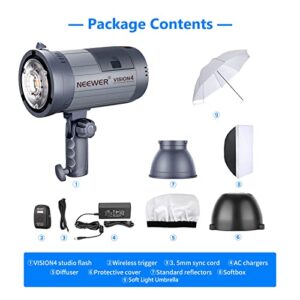 Neewer 600W Battery Powered Outdoor Studio Flash Strobe Lighting Kit:(2)VISION4 Monolight with 2.4G System,(2)Translucent White Umbrella,(2)Rectangular Softbox for Video Shooting Location Photography