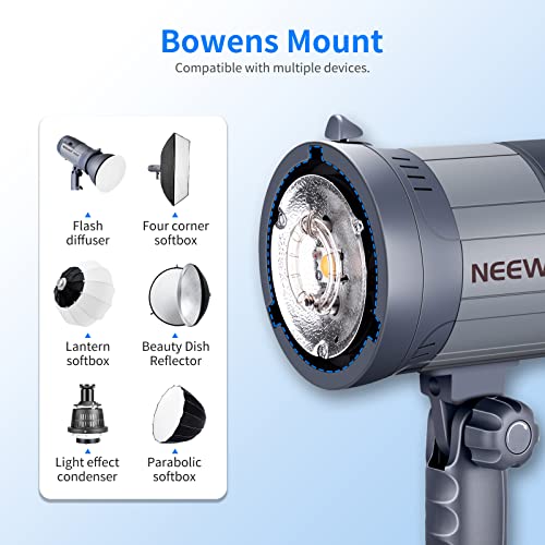 Neewer 600W Battery Powered Outdoor Studio Flash Strobe Lighting Kit:(2)VISION4 Monolight with 2.4G System,(2)Translucent White Umbrella,(2)Rectangular Softbox for Video Shooting Location Photography