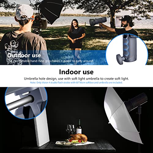 Neewer 600W Battery Powered Outdoor Studio Flash Strobe Lighting Kit:(2)VISION4 Monolight with 2.4G System,(2)Translucent White Umbrella,(2)Rectangular Softbox for Video Shooting Location Photography