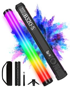muzagata led light wand photography 1200 lux, 2500k-9900k rgb tube light cri＞95, handheld photography light bar built in 5200mah battery with oled display, light painting photography tools