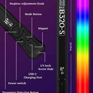 MUZAGATA LED Light Wand Photography 1200 Lux, 2500K-9900K RGB Tube Light CRI＞95, Handheld Photography Light Bar Built in 5200mAh Battery with OLED Display, Light Painting Photography Tools