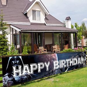 star wars theme happy birthday banner 118in x 20in indoor outdoor decor outer space galaxy wars backdrops for kids birthday party backdrop prince kids decoration supplies
