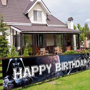 Star Wars Theme Happy Birthday Banner 118in x 20In Indoor Outdoor Decor Outer Space Galaxy Wars Backdrops for Kids Birthday Party Backdrop Prince Kids Decoration Supplies