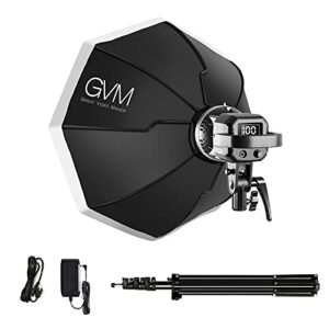 gvm 80w softbox lighting kit with app control, professional studio photography lighting with digital display, led video light color temperature 5600k and cri 97+ for portrait product fashion shoot