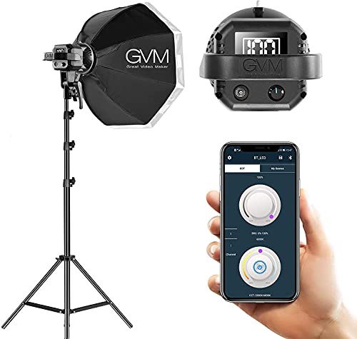 GVM 80W Softbox Lighting Kit with APP Control, Professional Studio Photography Lighting with Digital Display, LED Video Light Color Temperature 5600K and CRI 97+ for Portrait Product Fashion Shoot