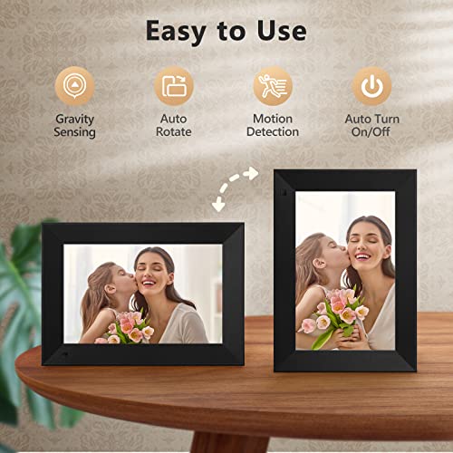 Digital Picture Frame - Benibela 8 Inch 32GB WiFi AI Smart Electronic Photo Frames, IPS Touch Screen, AI Recognition, Auto-Rotate, Wall Mounted, 2 Filter, Share Photo Video Anywhere via Email App USB