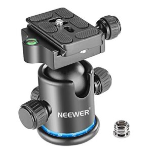 neewer tripod ball head 360° panoramic all metal with arca type quick release plate, 1/4″ screw 3/8″ thread mount, max load 17.6lb/8kg, tripod head for monopod, slider, dslr camera, camcorder (blue)