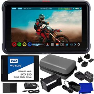 atomos ninja v 5″ 4k hdmi recording monitor with wd blue ssd(500gb) essential bundle – includes: atomos 5″ accessory kit + microfiber cleaning cloth