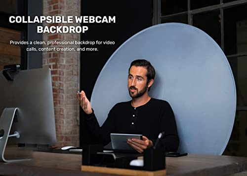 Webaround Big Shot 56" | Grey | Portable Collapsible Webcam Backdrop | Attaches to Any Chair | Wrinkle-Resistant Fabric | Ultra-Quick Setup and Takedown | Perfect for Zoom, Webex, Teams, etc.