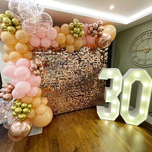 COKAOBE Rose Gold Shimmer Wall Backdrop 24PCS Gold Sequins Backdrop Decoration Panels, Photo Backdrops for Birthday, Anniversary Wedding Engagement Decoration (Rose Gold)