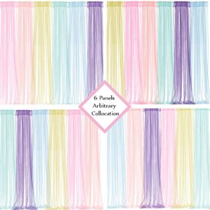 6 Panels Pastel Rainbow Backdrop 5ft x 7.3ft Tulle Backdrop Unicorn Drapes Curtains for Baby Shower Photography Birthday Party Wedding