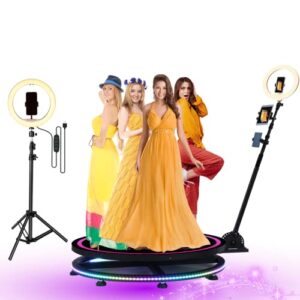 kricikr 360 photo booth machine for parties, best 360 photo booth with software and custom logo,360 camera booth machine to capture slow motion video and share to social media, 39.5″+ case