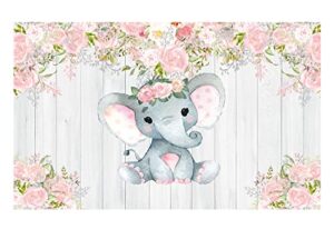 allenjoy rustic white wood elephant backdrop supplies for baby shower pink floral it’s a girl newborn kids birthday party decorations studio cake smash candy dessert photography banners props