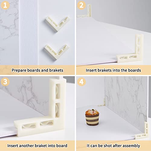 BEIYANG 2 PCS 24X24 in Marble White Wood Backdrop Boards Kit, Photography Backdrop Boards with 2 PCS Brackets for Flat Lay or Food Photography