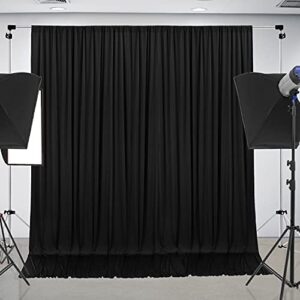 10 ft x 8 ft wrinkle free black backdrop curtain panels, polyester photography backdrop drapes, wedding party home decoration supplies