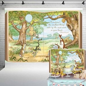 classic pooh giant book backdrop vintage hundred acre wood background winnie bear with blue balloon banner boys baby shower birthday party decorations 7×5 ft 117