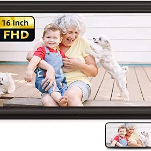 NexFoto Large 16 Inch 1080P Digital Photo Frame 32GB with Remote Control, WiFi Digital Picture Frame with IPS Touch Screen, Easy to Share Photos Video via App, Wall-Mountable, Gift for Grandparents