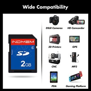 INDMEM 5 Pack SD Card 2GB Class 4 Flash Memory Card 2G SLC Stanard Secure Digital Cards