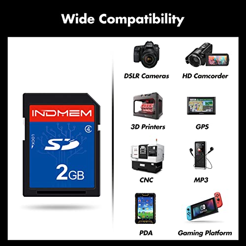 INDMEM 5 Pack SD Card 2GB Class 4 Flash Memory Card 2G SLC Stanard Secure Digital Cards