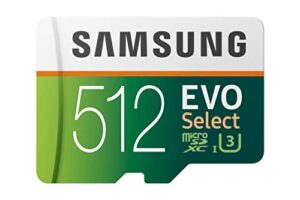 samsung (mb-me512ga/am) 512gb 100mb/s (u3) microsdxc evo select memory card with adapter