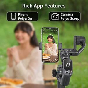 FeiyuTech Camera Gimbal Stabilizer SCORP-Mini 3-Axis All in One Stabilizer for Mirrorless Camera,Compact Cameras,Action Camera,for Canon Sony Panasonic Fujifilm Nikon iPhone Samsung,Max Payload 2.65lb