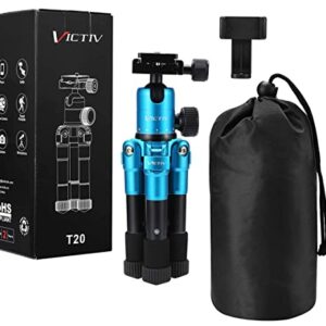 Tabletop Tripod, 20 inch Portable Desktop Mini Tripod for Camera with 360 Degree Ball Head, Aluminum Small Travel Tripod, Compatible with DSLR Camera/Video Camcorder/Cell Phone/Spotting Scope (Blue)