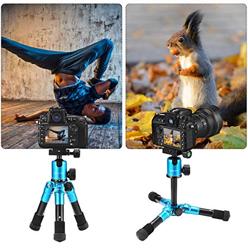 Tabletop Tripod, 20 inch Portable Desktop Mini Tripod for Camera with 360 Degree Ball Head, Aluminum Small Travel Tripod, Compatible with DSLR Camera/Video Camcorder/Cell Phone/Spotting Scope (Blue)