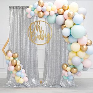 silver backdrop curtains sequin curtains 2 panels 2ftx8ft sparkly backdrop curtain for birthday party wedding photography stage decoration