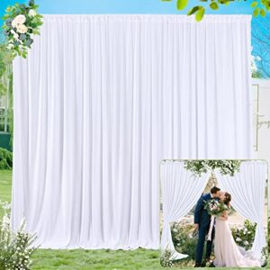 10ft x 10ft white backdrop curtains for parties wedding curtain backdrop for baby shower gender reveal decoration backdrop drapes wrinkle free chiffon fabric background 5ftx10ft, 2 panels