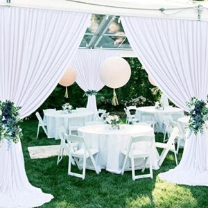 10ft x 10ft White Backdrop Curtains for Parties Wedding Curtain Backdrop for Baby Shower Gender Reveal Decoration Backdrop Drapes Wrinkle Free Chiffon Fabric Background 5ftx10ft, 2 Panels