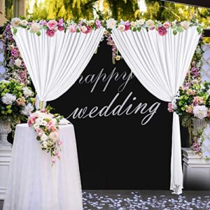 10ft x 10ft White Backdrop Curtains for Parties Wedding Curtain Backdrop for Baby Shower Gender Reveal Decoration Backdrop Drapes Wrinkle Free Chiffon Fabric Background 5ftx10ft, 2 Panels