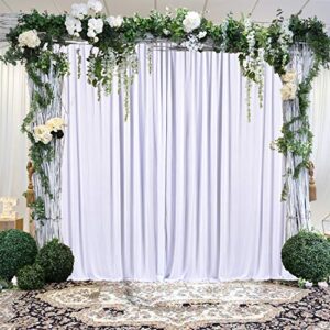 10ft x 10ft White Backdrop Curtains for Parties Wedding Curtain Backdrop for Baby Shower Gender Reveal Decoration Backdrop Drapes Wrinkle Free Chiffon Fabric Background 5ftx10ft, 2 Panels