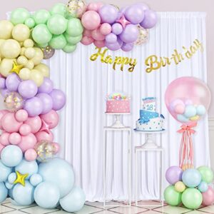 10ft x 10ft White Backdrop Curtains for Parties Wedding Curtain Backdrop for Baby Shower Gender Reveal Decoration Backdrop Drapes Wrinkle Free Chiffon Fabric Background 5ftx10ft, 2 Panels