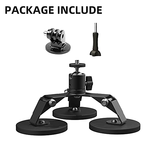 Magnetic Action Camera Mount for GoPro, Heavy Duty Metal Car Magnetic Camera Mount with 360 Degree Tripod Ball Head Compatible with GoPro Hero 11/10/9/8/7/6 Black, GoPro Max, DJI Osmo Action and More