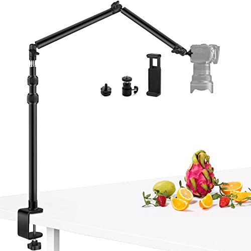 Obeamiu Camera Desk Mount Stand with 24.41'' Detachable Magic Arm, Mount Light Stand with 360° Ballhead, 16.7-40.1'' Tabletop Clamp Stand for DSLR Camera/Fill Lights/Selfies/Live Streaming/Webcam