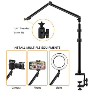 Obeamiu Camera Desk Mount Stand with 24.41'' Detachable Magic Arm, Mount Light Stand with 360° Ballhead, 16.7-40.1'' Tabletop Clamp Stand for DSLR Camera/Fill Lights/Selfies/Live Streaming/Webcam