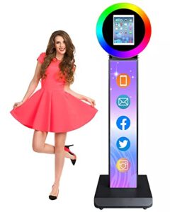 rdymonkey portable photo booth for 12.9″ ipad, metal shell stand selfie machine with advertise light box, adjustable rgb led ring light,for parties, wedding, exhibition, rental business