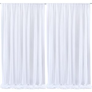 white chiffon sheer backdrop curtain for wedding, parties, white arch drapes for backdrop decoration,wrinkle-free 10ft x 10ft