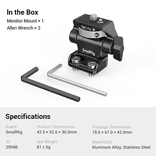 SmallRig Monitor Mount Swivel 360° and Tilt 180° Adjustable Bracket with 1/4"- 20 Screws for 5" and 7" Monitor - 2904B